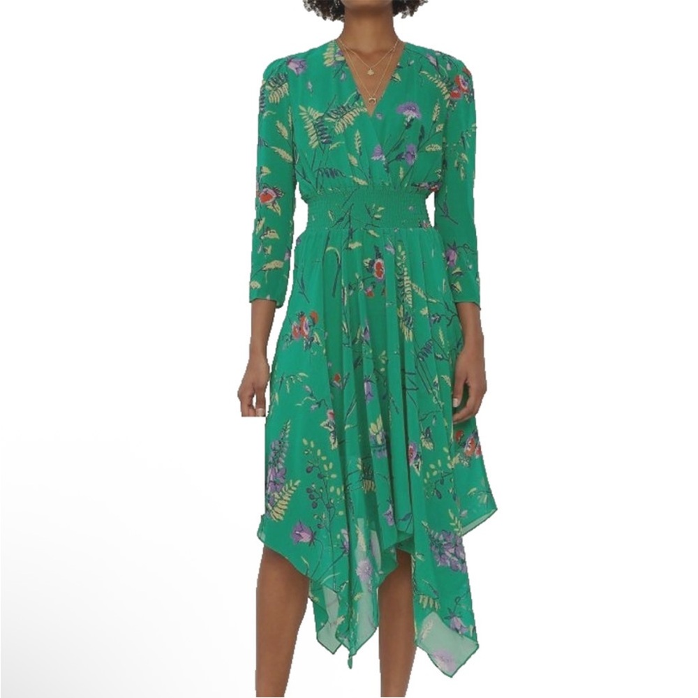 Maje Rayema floral-print midi dress green size 1 or XS